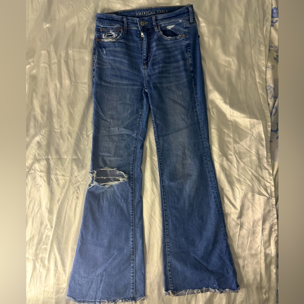 American Eagle Flare Ripped Jeans
